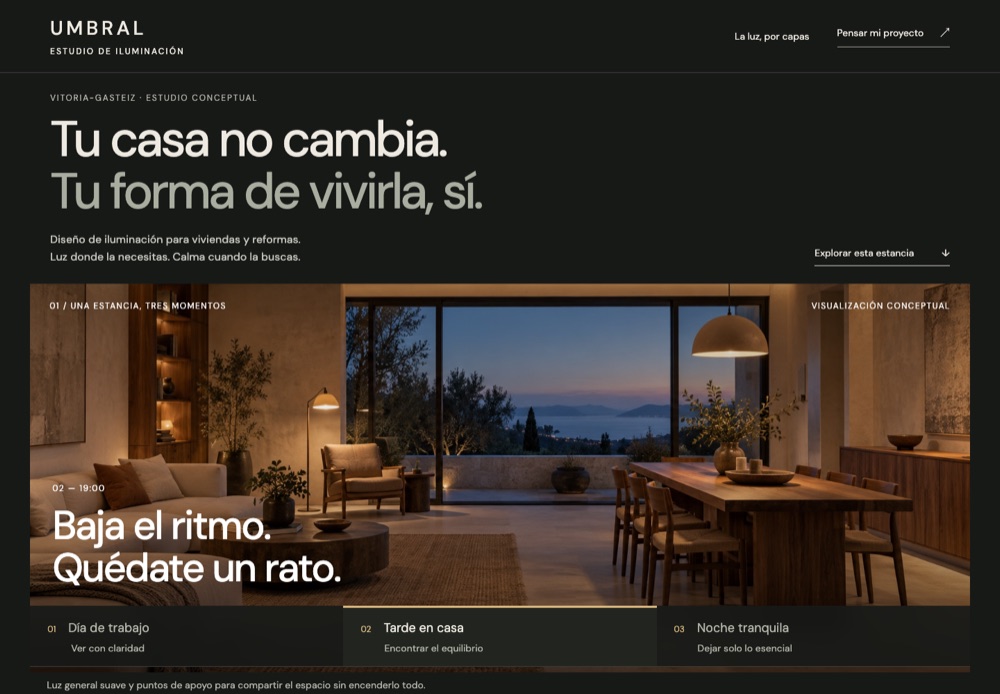 Vista real de la web demo UMBRAL